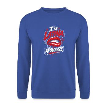 Latina Lip Graphic I’m Latina Apologize - Unisex Pullover - Royalblau - Vorne - Alina (178cm) & Michal (187cm)