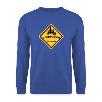 Schwarzwaldkind im Herzen Schild - Unisex Pullover - Royalblau - Vorne - Alina (178cm) & Michal (187cm)