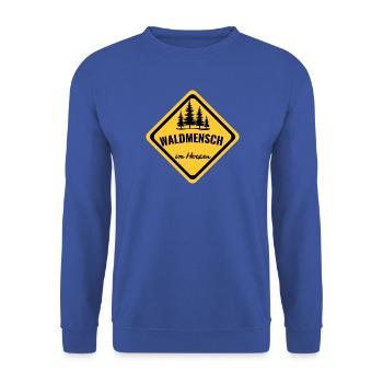 Waldmensch im Herzen Schild - Unisex Pullover - Royalblau - Vorne - Alina (178cm) & Michal (187cm)