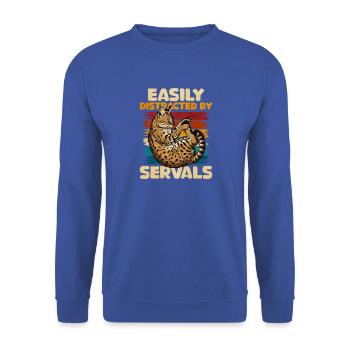Leicht von Servalen abgelenkt - Unisex Pullover - Royalblau - Vorne - Alina (178cm) & Michal (187cm)