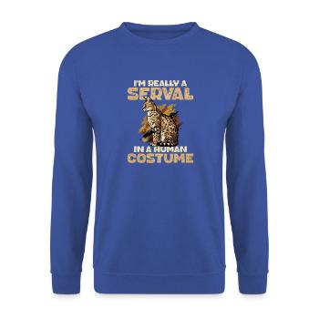 Serval im Menschenkostüm - Unisex Pullover - Royalblau - Vorne - Alina (178cm) & Michal (187cm)