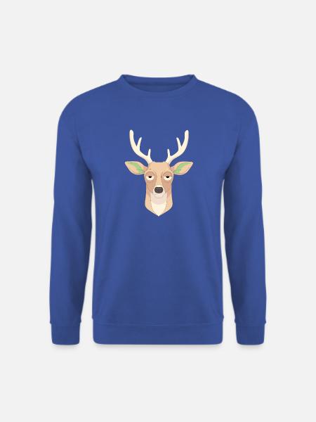 Sleepy Deer Cartoon-Gesicht - Unisex Pullover - Royalblau