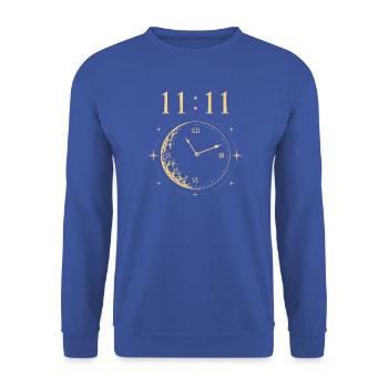 11:11 Monduhr - Unisex Pullover - Royalblau - Vorne - Alina (178cm) & Michal (187cm)