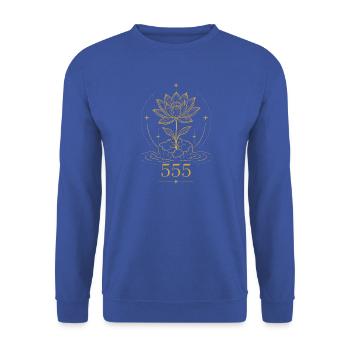 555 Lotus-Verwandlung - Unisex Pullover - Royalblau - Vorne - Alina (178cm) & Michal (187cm)