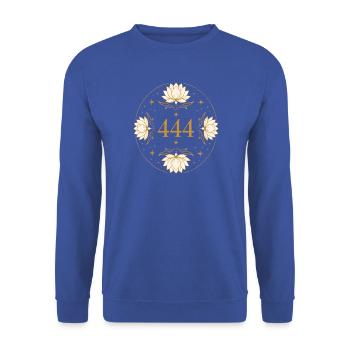 444 Lotus-Schutz - Unisex Pullover - Royalblau - Vorne - Alina (178cm) & Michal (187cm)