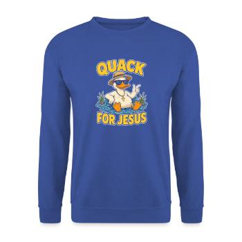 Quack for Jesus Enten-Design - Unisex Pullover - Royalblau - Vorne - Alina (178cm) & Michal (187cm)