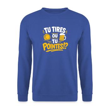 Du schießt oder du zeigst - Unisex Pullover - Royalblau - Vorne - Alina (178cm) & Michal (187cm)