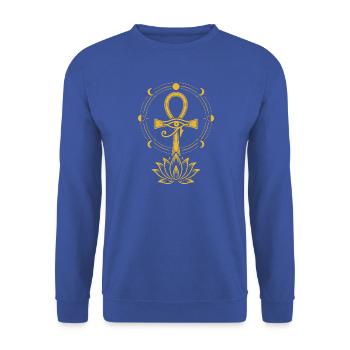 Ankh Lotus Vision - Unisex Pullover - Royalblau - Vorne - Alina (178cm) & Michal (187cm)