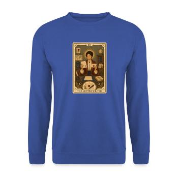 Briefeschreiber | Papier & Tinte Tarot - Unisex Pullover - Royalblau - Vorne - Alina (178cm) & Michal (187cm)