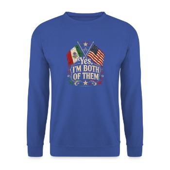 Ich bin beides Mexiko USA - Unisex Pullover - Royalblau - Vorne - Alina (178cm) & Michal (187cm)