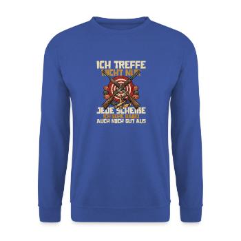 Gewehre über Zielscheibe - Unisex Pullover - Royalblau - Vorne - Alina (178cm) & Michal (187cm)