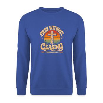 Beten Ohne Unterlass Kreuz Sonnenuntergang - Unisex Pullover - Royalblau - Vorne - Alina (178cm) & Michal (187cm)