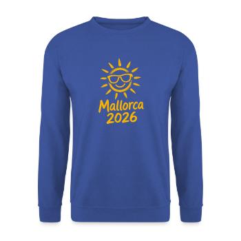 Mallorca Sonne 2026 Logo - Unisex Pullover - Royalblau - Vorne - Alina (178cm) & Michal (187cm)