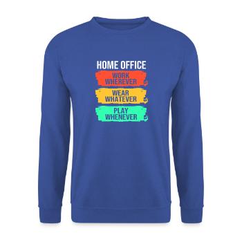 Remote Homeoffice - Unisex Pullover - Royalblau - Vorne - Alina (178cm) & Michal (187cm)