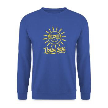 Sonne mit Brille Ibiza 2026 - Unisex Pullover - Royalblau - Vorne - Alina (178cm) & Michal (187cm)