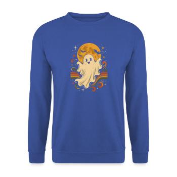 Geistermond mit Regenbogen-Schwung - Unisex Pullover - Royalblau - Vorne - Alina (178cm) & Michal (187cm)