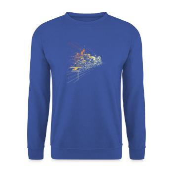Lokomotive Retro Stil - Unisex Pullover - Royalblau - Vorne - Alina (178cm) & Michal (187cm)