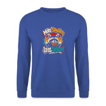 Spaghetti-Raccoon Retro Graffiti - Unisex Pullover - Royalblau - Vorne - Alina (178cm) & Michal (187cm)