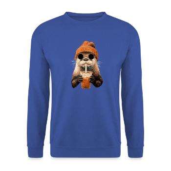 Otter Iced Coffee Kaffeeliebhaber Cooles Seeotter - Unisex Pullover - Royalblau - Vorne - Alina (178cm) & Michal (187cm)