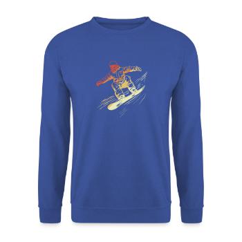 Snowboarder Retro Stil - Unisex Pullover - Royalblau - Vorne - Alina (178cm) & Michal (187cm)