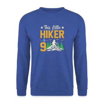 Hiking Kids 9th Birthday Adventure Hiking Kids - Unisex Pullover - Royalblau - Vorne - Alina (178cm) & Michal (187cm)