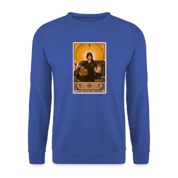 Paketfahrerin | Lieferung Kurier Tarot - Unisex Pullover - Royalblau - Vorne - Alina (178cm) & Michal (187cm)