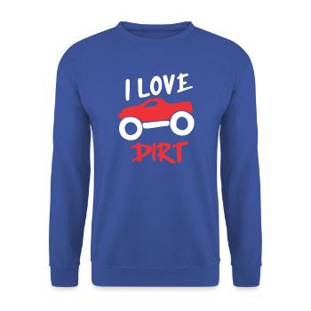 I Love Dirt Offroad Truck Design - Unisex Pullover - Royalblau - Vorne - Alina (178cm) & Michal (187cm)