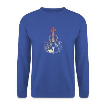 Geige Retro-Stil - Unisex Pullover - Royalblau - Vorne - Alina (178cm) & Michal (187cm)