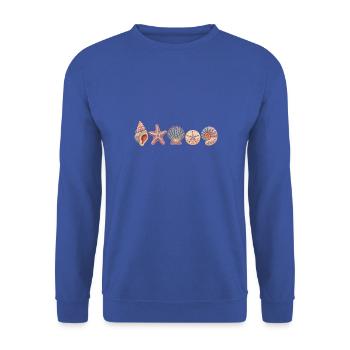 Coastal Cottagecore Clipart, Ozeanliebhaber-Geschenk - Unisex Pullover - Royalblau - Vorne - Alina (178cm) & Michal (187cm)