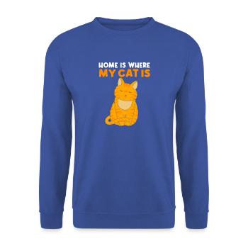 Tabby Katze - Unisex Pullover - Royalblau - Vorne - Alina (178cm) & Michal (187cm)