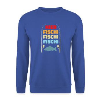 Hier Fischi Fischi - Unisex Pullover - Royalblau - Vorne - Alina (178cm) & Michal (187cm)