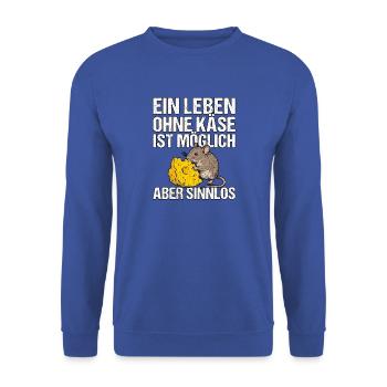 Käse Maus Liebhaber - Unisex Pullover - Royalblau - Vorne - Alina (178cm) & Michal (187cm)