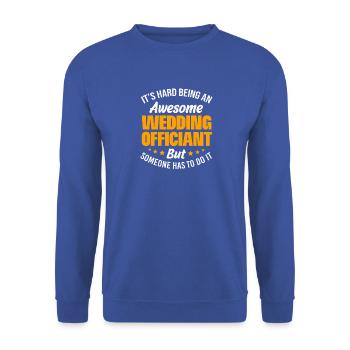 Pfarrer - Unisex Pullover - Royalblau - Vorne - Alina (178cm) & Michal (187cm)