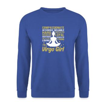 Sternzeichen Jungfrau - Unisex Pullover - Royalblau - Vorne - Alina (178cm) & Michal (187cm)