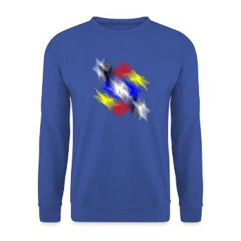 Farbwirbel Radial Muster - Unisex Pullover - Royalblau - Vorne - Alina (178cm) & Michal (187cm)