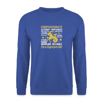 Sternzeichen Steinbock - Unisex Pullover - Royalblau - Vorne - Alina (178cm) & Michal (187cm)
