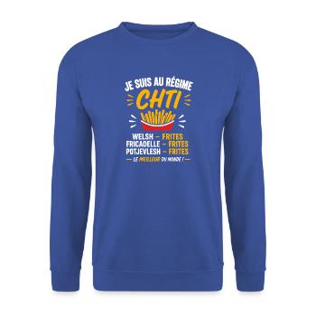 Chti Frites: Culture Nordique - Sweat-shirt Unisexe - bleu royal - Devant - Alina (178cm) & Michal (187cm)