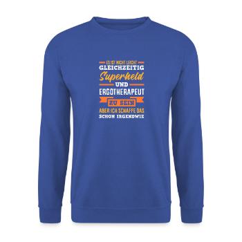 Superheld Ergotherapeut - Unisex Pullover - Royalblau - Vorne - Alina (178cm) & Michal (187cm)