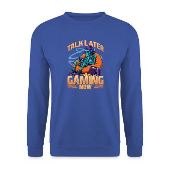 Skeleton Gamer Gaming Halloween - Unisex Pullover - Royalblau - Vorne - Alina (178cm) & Michal (187cm)