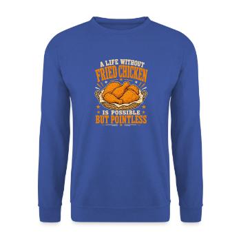 Fried Chicken Knusperhähnchen Geschenk - Unisex Pullover - Royalblau - Vorne - Alina (178cm) & Michal (187cm)