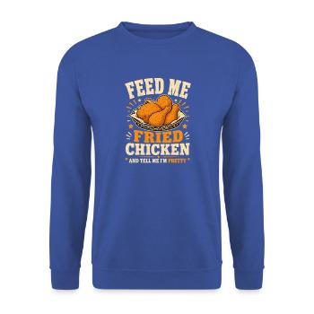 Fried Chicken Knusperhähnchen Geschenke - Unisex Pullover - Royalblau - Vorne - Alina (178cm) & Michal (187cm)