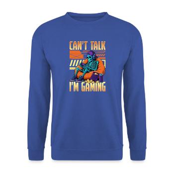 Skeleton Gamer Gaming Halloween - Unisex Pullover - Royalblau - Vorne - Alina (178cm) & Michal (187cm)