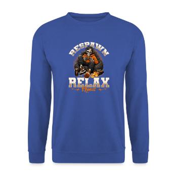 Skeleton Gamer Gaming Halloween - Unisex Pullover - Royalblau - Vorne - Alina (178cm) & Michal (187cm)
