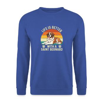 Das Leben ist besser mit einem Bernhardiner – Hundepapa - Unisex Pullover - Royalblau - Vorne - Alina (178cm) & Michal (187cm)