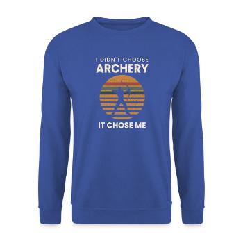 Lustiges Bogensport Shirt Bogenschütze Geschenk - Unisex Pullover - Royalblau - Vorne - Alina (178cm) & Michal (187cm)