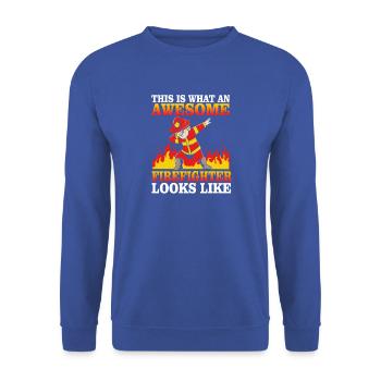 Feuerwehrmann Kindergeburtstag - Unisex Pullover - Royalblau - Vorne - Alina (178cm) & Michal (187cm)