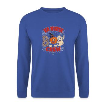 Boo Crew Halloween Motiv - Unisex Pullover - Royalblau - Vorne - Alina (178cm) & Michal (187cm)