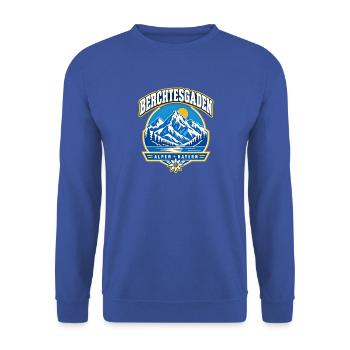 Berchtesgaden Alpen Bayern Bergsee - Unisex Pullover - Royalblau - Vorne - Alina (178cm) & Michal (187cm)