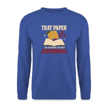 Junk Journal Junk Journaling Ephemera Liebhaber - Unisex Pullover - Royalblau - Vorne - Alina (178cm) & Michal (187cm)