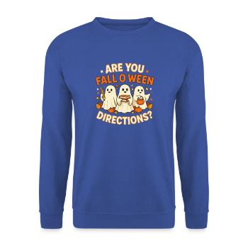 Halloween-Geistertrio mit Büchern - Unisex Pullover - Royalblau - Vorne - Alina (178cm) & Michal (187cm)